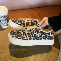 苏芈豹纹帆布鞋女2021新款百搭厚底运动女鞋休闲板鞋韩版ulzzang