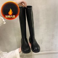 苏芈英伦风粗跟长靴女不过膝2020年新款秋季平底显瘦百搭中高筒骑士靴