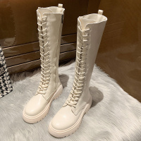 苏芈白色长靴女冬高筒不过膝2020年新款显瘦长筒靴秋季小个子骑士靴子