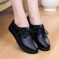 苏芈黑色皮鞋女工作鞋职业软底礼仪鞋平跟面试上班鞋单鞋女不累脚