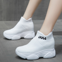 苏芈弹力袜子靴女2020春秋新款高帮休闲运动鞋松糕厚底内增高小白鞋潮