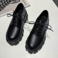 苏芈黑色厚底小皮鞋女2021春秋新款日系潮鞋子百搭学生英伦风增高单鞋