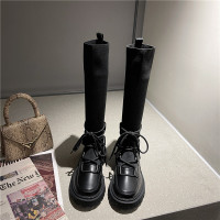苏芈槿岸马丁靴女薄款2021新款春秋高筒百搭袜靴厚底长靴英伦风骑士靴子