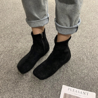 苏芈ins网红瘦瘦袜靴女春秋款2021新款百搭英伦风黑色粗跟切尔西短靴
