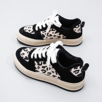 苏芈豹纹加绒鞋女2021年新款秋冬季保暖帆布鞋女百搭学生复古板鞋