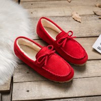 苏芈加绒豆豆牛筋软底韩版秋冬季孕妇外穿舒适女士懒人蝴蝶结保暖鞋
