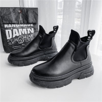 苏芈高帮厚底黑色男鞋韩版潮流2021年冬季新款袜子鞋休闲切尔西马丁靴