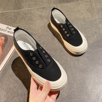 苏芈帆布鞋女2022年新款春季一脚蹬懒人单鞋厚底休闲女鞋百搭板鞋