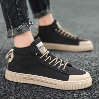 枫述夏季透气2021新款高帮男鞋百搭夏天帆布板鞋男士休闲布鞋学生潮鞋