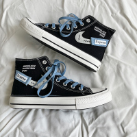 枫述夏天潮流百搭休闲男鞋帆布高帮潮鞋2021新款夏季韩版手绘涂鸦板鞋