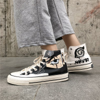 枫述夏季男鞋高帮帆布潮鞋火影忍者联名休闲潮流百搭2021新款涂鸦板鞋