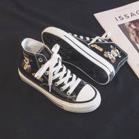 枫述牛气冲天卡通高帮帆布鞋女2021新款春季百搭ulzzang板鞋韩版ins潮