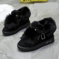 枫述毛毛鞋女冬内增高外穿网红加绒厚底狐狸毛保暖百搭坡跟豆豆鞋