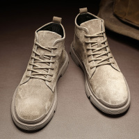 枫述工装复古翻毛皮靴黄棕色马丁靴耐磨中高帮皮鞋秋季新款户外鞋子男