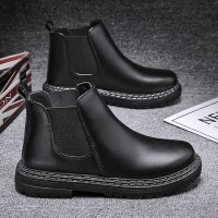 枫述港风马丁靴男士2021冬季新款英伦风切尔西靴黑色复古中高帮皮靴子