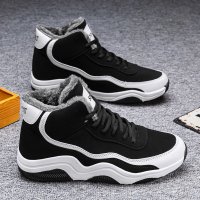 枫述马丁靴男士冬季2021新款潮流百搭加绒加厚保暖黑白东北雪地棉鞋子