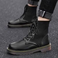 枫述马丁靴男士2021秋冬季新款英伦风复古高帮机车黑色工装皮靴子