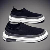 枫述2021新款秋冬季男鞋透气网面鞋男一脚蹬秋季袜子鞋懒人运动休闲潮鞋