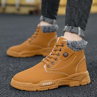 枫述冬季新款棉靴子高帮马丁靴男加绒加厚保暖雪地靴防水休闲工装靴男
