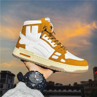 枫述男鞋春季小众设计感骨头板鞋男休闲鞋男潮鞋高帮小白鞋