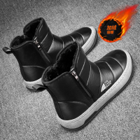 枫述冬季加绒保暖羽绒布中帮男鞋加厚东北防水雪地靴户外潮鞋