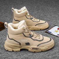 枫述冬季加绒马丁靴男中帮保暖男靴潮流男士英伦防水工装靴休闲棉靴子