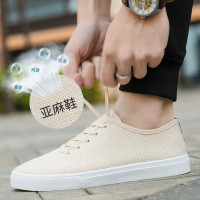 枫述夏季透气亚麻老北京布鞋男运动休闲鞋子帆布鞋男系带潮鞋男士板鞋