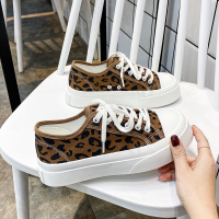 枫述2021年春季新款豹纹帆布鞋女2021春秋ulzzang百搭休闲板鞋布鞋子