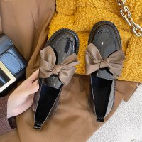 枫述蝴蝶结小皮鞋女英伦风韩版百搭学生2021新款春季鞋子粗跟可爱单鞋