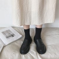 枫述黑色小皮鞋女英伦风平底2021春季新款复古日系jk制服单鞋潮女鞋子