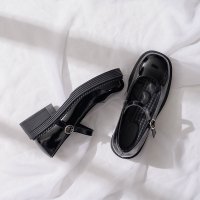 枫述2021春夏季新款单鞋女粗跟复古淑女小皮鞋jk鞋法式玛丽珍小皮鞋潮