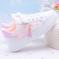 枫述夏季学生7中大童板鞋网面透气鞋9女童鞋8平底跑步鞋15岁儿童白鞋