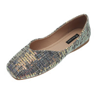 枫述豆豆鞋春季2021年新款女潮方头百搭火仙女浅口晚晚网红平底单鞋