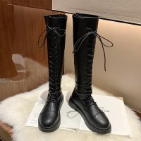 枫述不过膝小个子长靴长筒马丁靴女加绒2021年新款系带骑士靴秋冬单靴