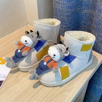 枫述卡通可爱牛牛雪地靴女2021年冬季新款孕妇棉鞋一脚蹬百搭短靴