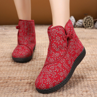 枫述老北京棉鞋女冬加绒保暖民族风短靴中老年妈妈棉鞋老太太冬
