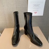 枫述短靴女2021秋季新款网红潮瘦瘦靴高跟鞋女粗跟百搭英伦风马丁靴