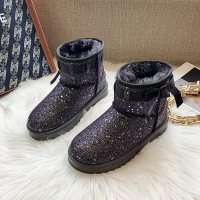 枫述水钻雪地靴女2021年冬季新款加绒加厚一脚蹬保暖时尚短筒靴大棉鞋