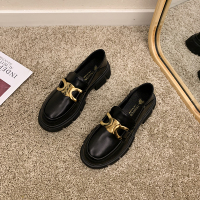 枫述厚底增高鞋子女2021年秋季新款单鞋粗跟时尚百搭复古小皮鞋潮