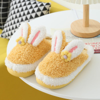 枫述棉拖鞋女秋冬季可爱室内居家用情侣软底保暖毛绒月子鞋花朵兔