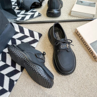 枫述白色英伦风小皮鞋女2022年春季新款百搭厚服鞋潮