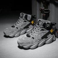 枫述2021新款冬季男鞋学生高帮休闲运动厚底增高老爹潮鞋青少年