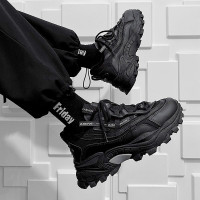 枫述老爹鞋男冬季加绒2021新款潮流百搭透气休闲增高ins运动黑色潮鞋