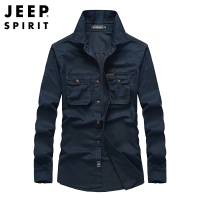 JEEP SPIRIT吉普衬衫男2021秋季新款休闲中青年男士工装外套衬衣宽松上衣
