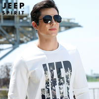 JEEP SPIRIT吉普长袖T恤男2021秋季新款打底衫男士上衣宽松休闲大码学生印花T恤秋衣