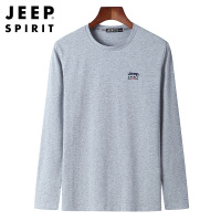JEEP SPIRIT吉普长袖T恤男2021秋季新款打底衫男士上衣宽松休闲大码学生圆领印花秋衣