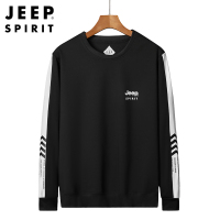 JEEP SPIRIT吉普卫衣男2021春秋新款宽松大码纯色套头圆领上衣户外运动休闲男士卫衣