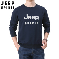 JEEP SPIRIT吉普卫衣男2021春秋新款宽松大码纯色套头圆领上衣户外运动休闲男士卫衣