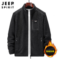 JEEP SPIRIT开衫卫衣男2021年秋冬季新款加绒外套男宽松立领夹克加厚抓绒衣
