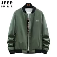 JEEP SPIRIT吉普外套男2021秋季新款宽松大码青年纯色刺绣休闲棒球服